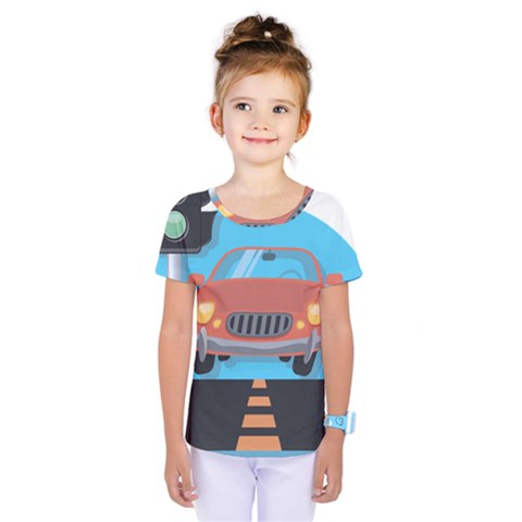 Semaphore Car Road City Traffic Kids  One Piece Tee by Nexatart