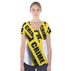 Internet Crime Cyber Criminal Short Sleeve Front Detail Top