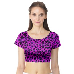 Pattern Design Textile Short Sleeve Crop Top (Tight Fit)