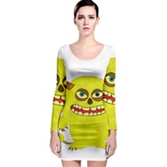 Monster Troll Halloween Shudder Long Sleeve Bodycon Dress by Nexatart