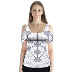 Tree Of Life Flower Of Life Stage Butterfly Sleeve Cutout Tee 