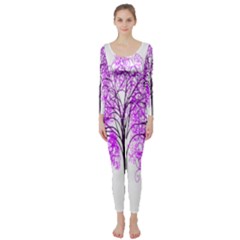 Purple Tree Long Sleeve Catsuit