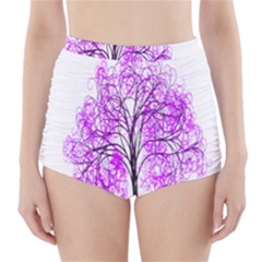 Purple Tree High-waisted Bikini Bottoms by Nexatart