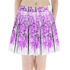 Purple Tree Pleated Mini Skirt