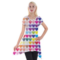 Heart Love Color Colorful Short Sleeve Side Drop Tunic by Nexatart