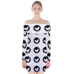 Butterfly Wallpaper Background Long Sleeve Off Shoulder Dress by Nexatart