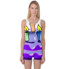 Cake Happy Birthday One Piece Boyleg Swimsuit by Nexatart