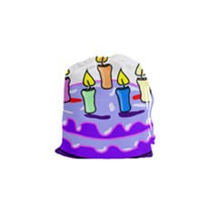 Cake Happy Birthday Drawstring Pouches (small)  by Nexatart