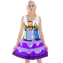 Cake Happy Birthday Reversible Velvet Sleeveless Dress by Nexatart