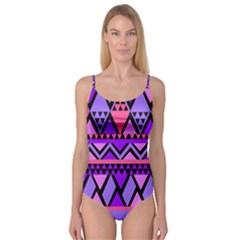 Seamless Purple Pink Pattern Camisole Leotard 