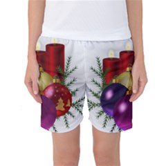 Candles Christmas Tree Decorations Women s Basketball Shorts by Nexatart