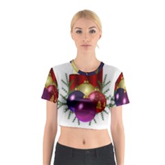 Candles Christmas Tree Decorations Cotton Crop Top by Nexatart