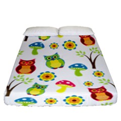 Cute Owl Wallpaper Pattern Fitted Sheet (queen Size) by Nexatart