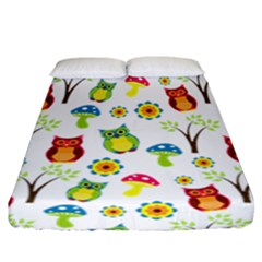 Cute Owl Wallpaper Pattern Fitted Sheet (california King Size) by Nexatart