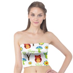 Cute Owl Wallpaper Pattern Tube Top by Nexatart