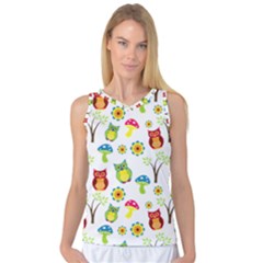 Cute Owl Wallpaper Pattern Women s Basketball Tank Top by Nexatart