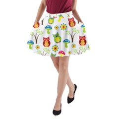 Cute Owl Wallpaper Pattern A-line Pocket Skirt by Nexatart