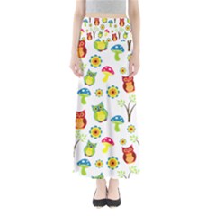 Cute Owl Wallpaper Pattern Maxi Skirts