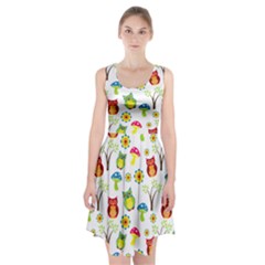 Cute Owl Wallpaper Pattern Racerback Midi Dress by Nexatart