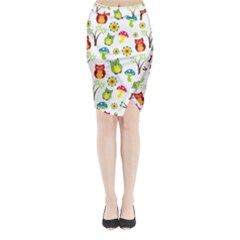 Cute Owl Wallpaper Pattern Midi Wrap Pencil Skirt by Nexatart