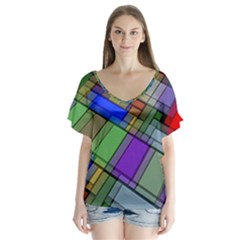 Abstract Background Pattern Flutter Sleeve Top