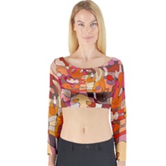 Abstract Abstraction Pattern Modern Long Sleeve Crop Top