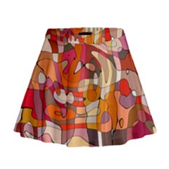 Abstract Abstraction Pattern Modern Mini Flare Skirt