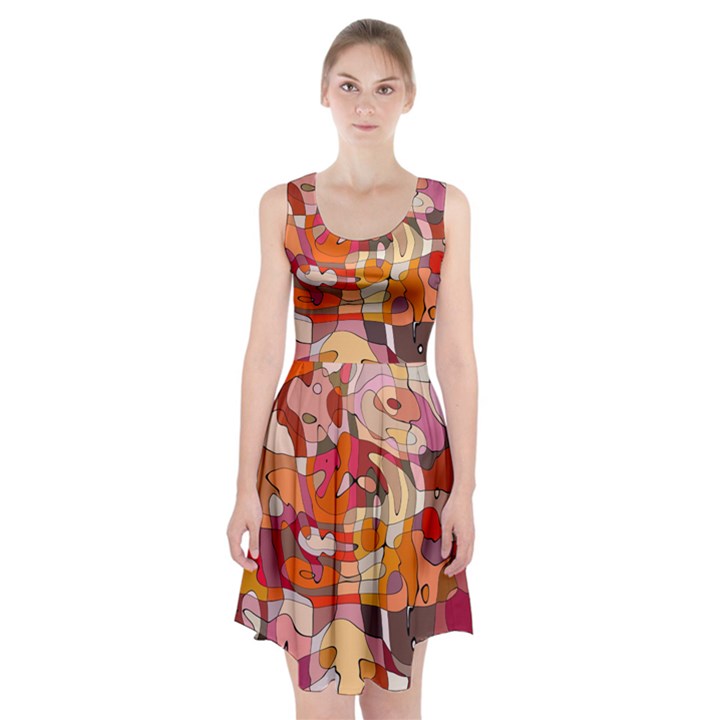 Abstract Abstraction Pattern Modern Racerback Midi Dress