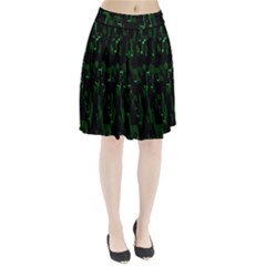 Abstract Art Background Green Pleated Skirt