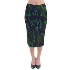 Abstract Art Background Green Velvet Midi Pencil Skirt