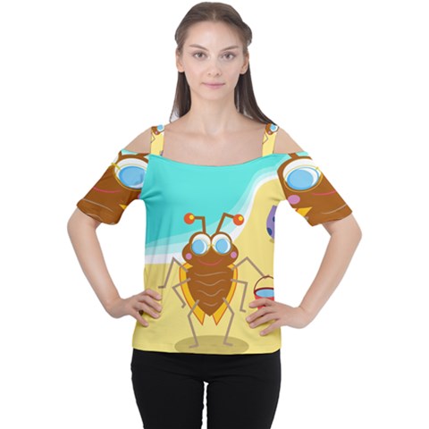 Animal Nature Cartoon Bug Insect Women s Cutout Shoulder Tee by Nexatart