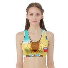 Animal Nature Cartoon Bug Insect Sports Bra With Border by Nexatart