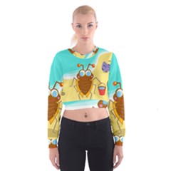 Animal Nature Cartoon Bug Insect Women s Cropped Sweatshirt by Nexatart