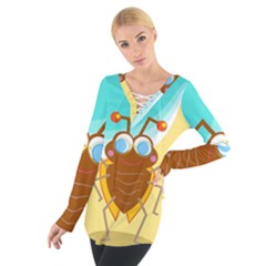 Animal Nature Cartoon Bug Insect Women s Tie Up Tee by Nexatart