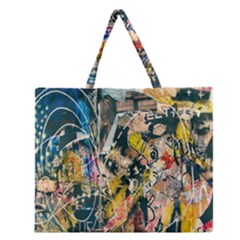 Art Graffiti Abstract Lines Zipper Large Tote Bag by Nexatart