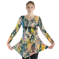 Art Graffiti Abstract Lines Long Sleeve Tunic  by Nexatart