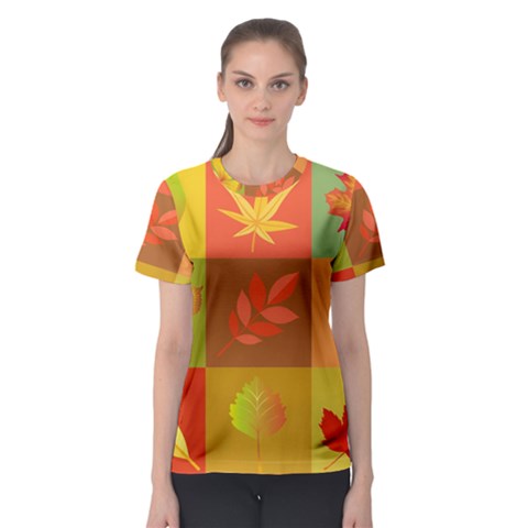 Autumn Leaves Colorful Fall Foliage Women s Sport Mesh Tee by Nexatart