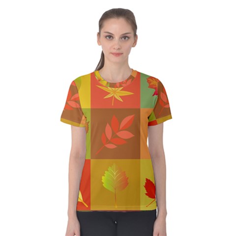 Autumn Leaves Colorful Fall Foliage Women s Cotton Tee by Nexatart