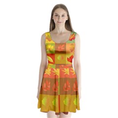 Autumn Leaves Colorful Fall Foliage Split Back Mini Dress  by Nexatart