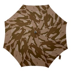 Background For Scrapbooking Or Other Beige And Brown Camouflage Patterns Hook Handle Umbrellas (large) by Nexatart