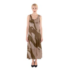 Background For Scrapbooking Or Other Beige And Brown Camouflage Patterns Sleeveless Maxi Dress by Nexatart