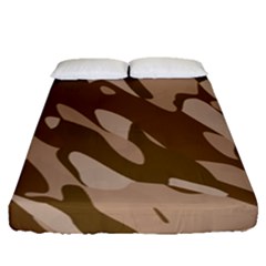 Background For Scrapbooking Or Other Beige And Brown Camouflage Patterns Fitted Sheet (queen Size) by Nexatart