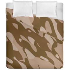 Background For Scrapbooking Or Other Beige And Brown Camouflage Patterns Duvet Cover Double Side (california King Size) by Nexatart