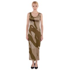 Background For Scrapbooking Or Other Beige And Brown Camouflage Patterns Fitted Maxi Dress by Nexatart