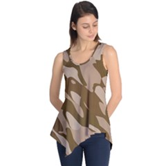 Background For Scrapbooking Or Other Beige And Brown Camouflage Patterns Sleeveless Tunic by Nexatart