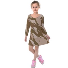 Background For Scrapbooking Or Other Beige And Brown Camouflage Patterns Kids  Long Sleeve Velvet Dress by Nexatart