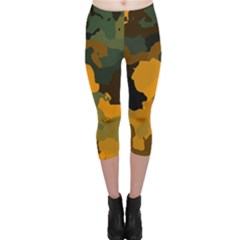 Background For Scrapbooking Or Other Camouflage Patterns Orange And Green Capri Leggings  by Nexatart