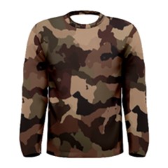 Background For Scrapbooking Or Other Camouflage Patterns Beige And Brown Men s Long Sleeve Tee by Nexatart