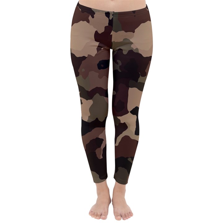 Background For Scrapbooking Or Other Camouflage Patterns Beige And Brown Classic Winter Leggings