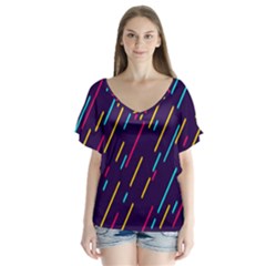 Background Lines Forms Flutter Sleeve Top